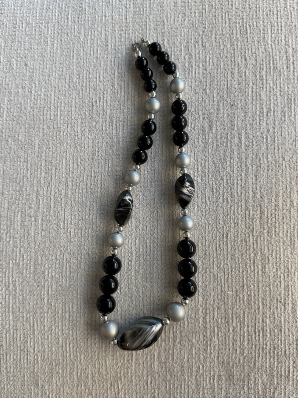 Elegant Black & Silver Beaded Necklace